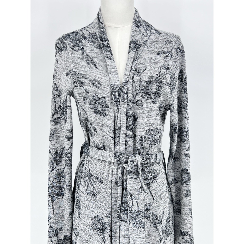 Latched Mama Maternity Robe Gray Floral Print Pockets Nursing Stretchy Size XS/S - Picture 2 of 12